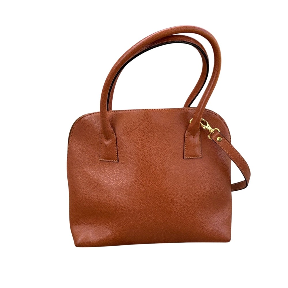 Focus Paris Cognac Brown Leather Satchel Crossbody Bag Made in France